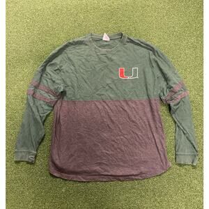 Vintage The U Miami Hurricanes Long Sleeve Three Squares Tag T-Shirt Size L
